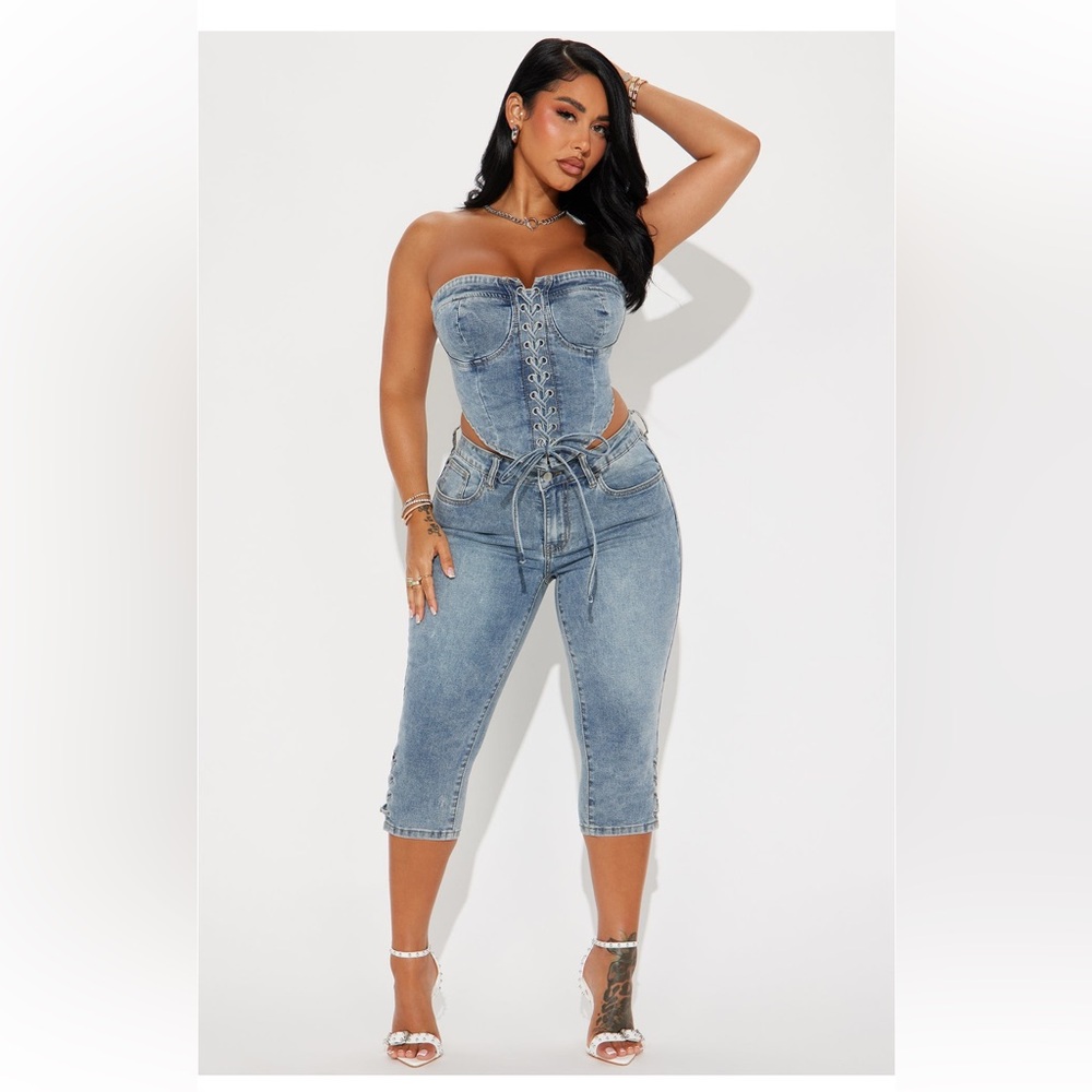 Wait For Me Denim Capri Set - Medium
Wash